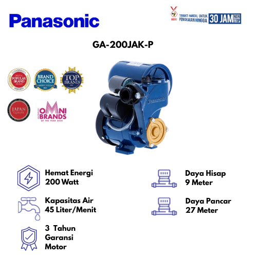 Panasonic Pompa Air Sumur Dangkal Otomatis/Auto Pump GA-200JAK-P - Blue