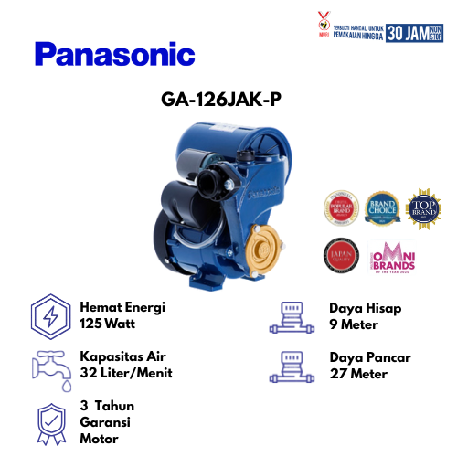 Panasonic Pompa Air Sumur Dangkal Otomatis/Auto Pump GA-130JAK - Blue