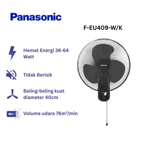 Panasonic F-EU409-K Wall Fan Black