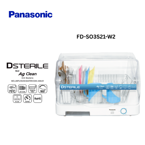 Panasonic Dish Dryer FD-S03S21-W2, Ag Clean+RoHS - White/Putih