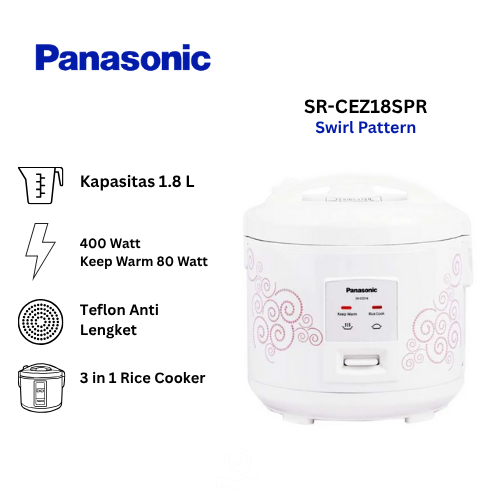 Panasonic Rice Cooker [1.8 L] SR-CEZ18SPR - Swirl Pattern