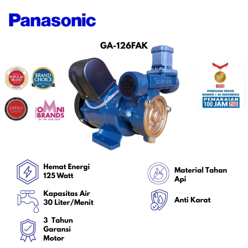 Panasonic Pompa Air Pendorong/Booster Pump GA-126FAK Flow Switch + Double Coating - Blue