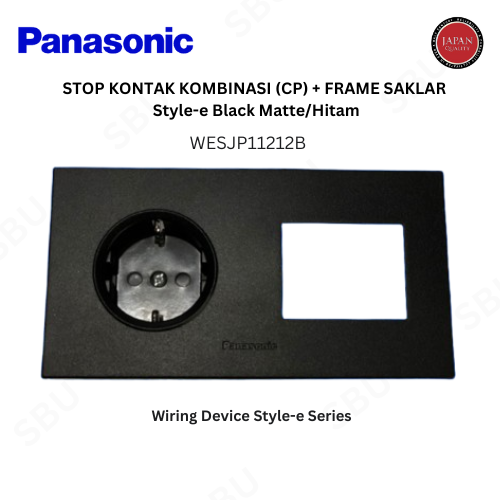 Panasonic WESJP11212B STOP KONTAK KOMBINASI (CP) + FRAME SAKLAR STYLE - Black Matte