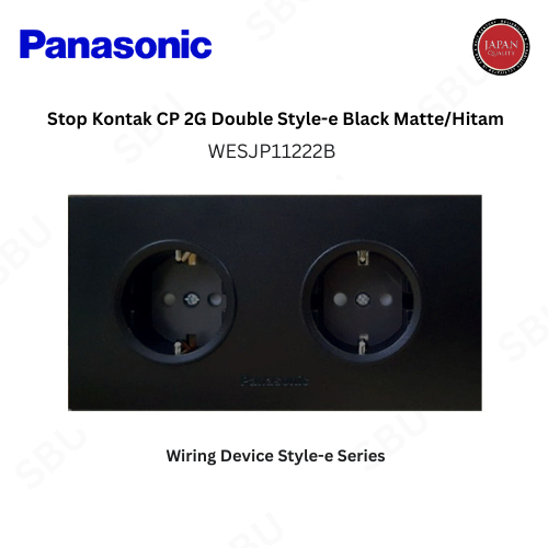 Panasonic WESJP11222B Stop Kontak CP 2G 2 Gang Double Style Series - Black Matte