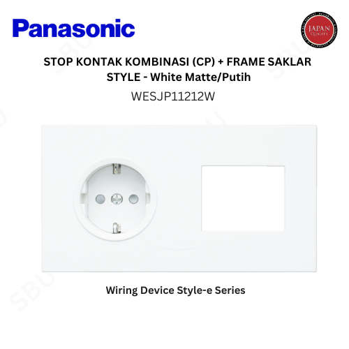 Panasonic WESJP11212W STOP KONTAK KOMBINASI (CP) + FRAME SAKLAR STYLE - White Matte