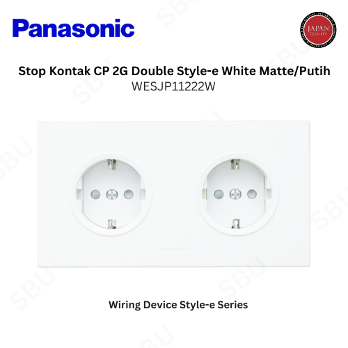 Panasonic WESJP11222W Stop Kontak CP 2 Gang Double Style Series - White Matte