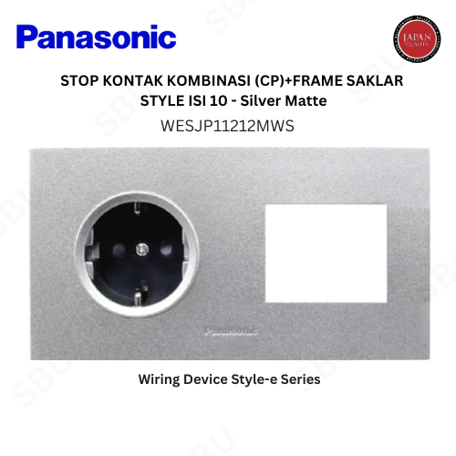 Panasonic WESJP11212MWS STOP KONTAK KOMBINASI (CP)+FRAME SAKLAR STYLE - Silver Matte
