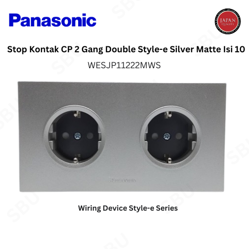 Panasonic WESJP11222MWS Stop Kontak CP 2G 2 Gang Double Style Series - Silver Matte