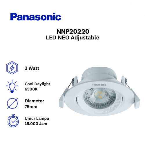 Panasonic LED NEO Adjustable Frame White 3 Watt NNP20220 - Cool Daylight