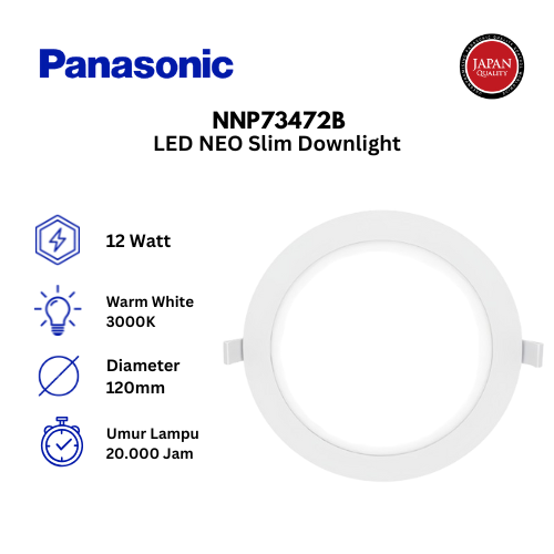 Panasonic Downlight LED NEO Slim 12 Watt NNP73472 - Warm White